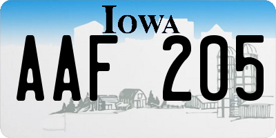 IA license plate AAF205