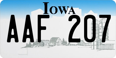 IA license plate AAF207