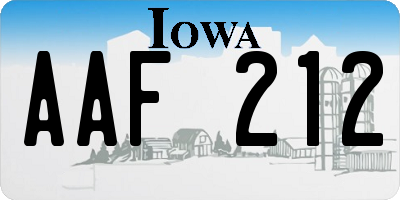 IA license plate AAF212