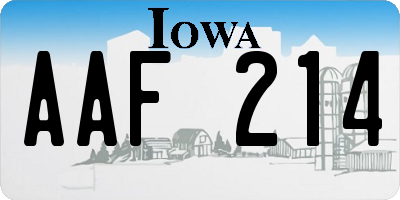 IA license plate AAF214