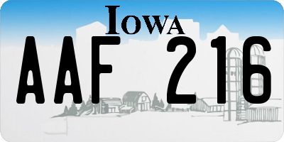 IA license plate AAF216