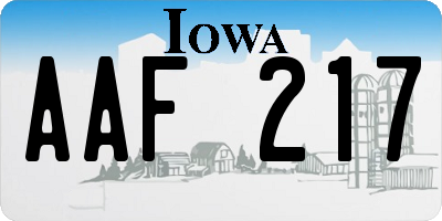 IA license plate AAF217