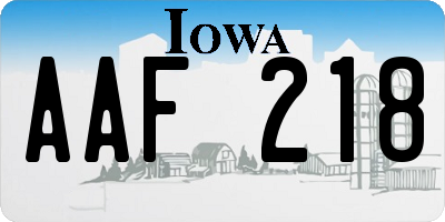 IA license plate AAF218