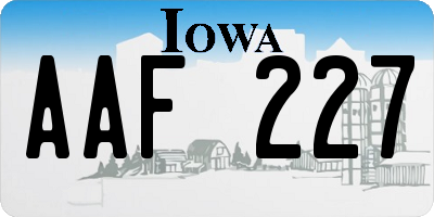 IA license plate AAF227