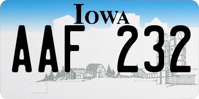 IA license plate AAF232