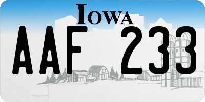 IA license plate AAF233