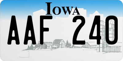 IA license plate AAF240