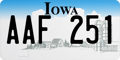 IA license plate AAF251