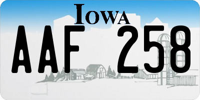 IA license plate AAF258