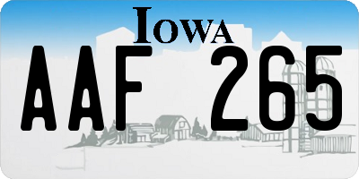 IA license plate AAF265