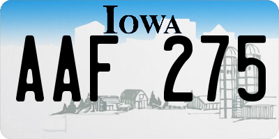 IA license plate AAF275