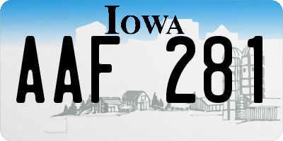 IA license plate AAF281