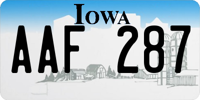 IA license plate AAF287