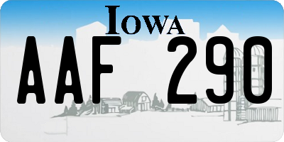 IA license plate AAF290