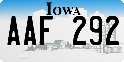 IA license plate AAF292