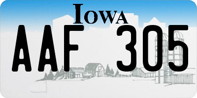 IA license plate AAF305