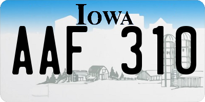 IA license plate AAF310