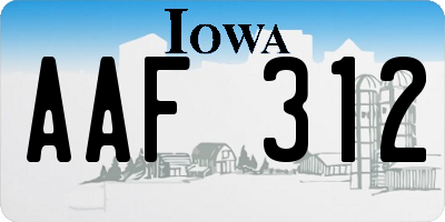 IA license plate AAF312