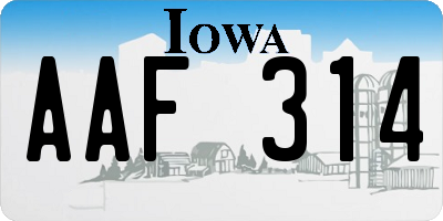 IA license plate AAF314