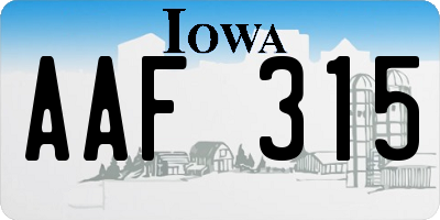 IA license plate AAF315