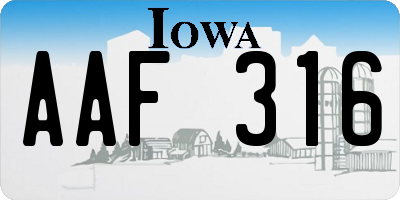 IA license plate AAF316