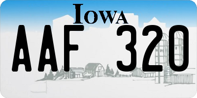 IA license plate AAF320