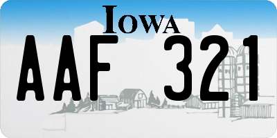 IA license plate AAF321