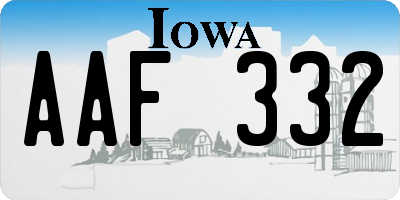 IA license plate AAF332