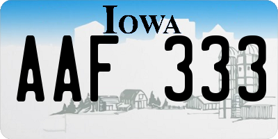 IA license plate AAF333