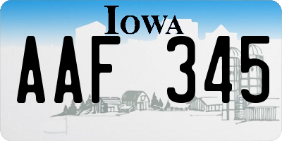 IA license plate AAF345