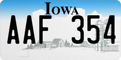 IA license plate AAF354