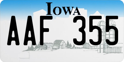 IA license plate AAF355