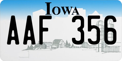 IA license plate AAF356