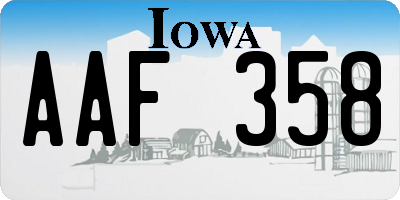 IA license plate AAF358
