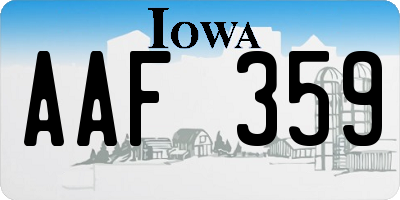 IA license plate AAF359