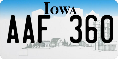 IA license plate AAF360