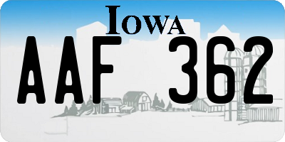 IA license plate AAF362