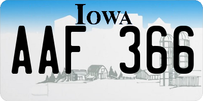 IA license plate AAF366