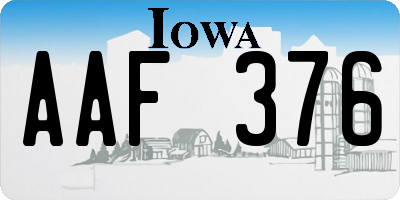 IA license plate AAF376