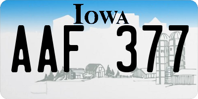 IA license plate AAF377