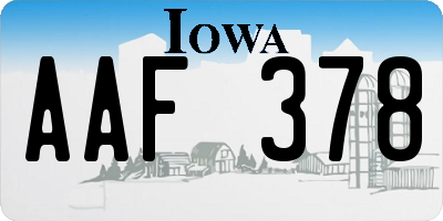 IA license plate AAF378