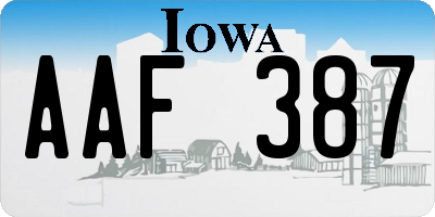 IA license plate AAF387