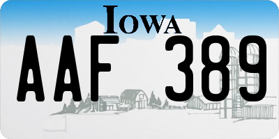 IA license plate AAF389