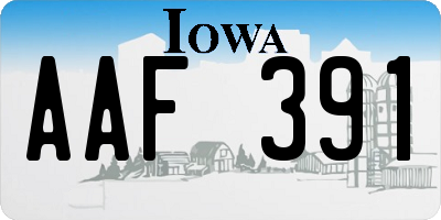 IA license plate AAF391