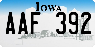 IA license plate AAF392