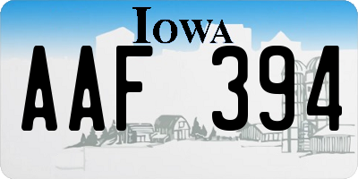 IA license plate AAF394