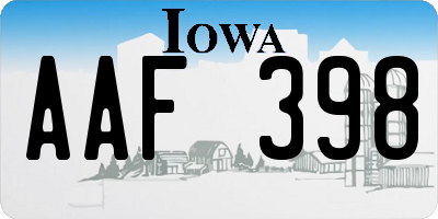 IA license plate AAF398