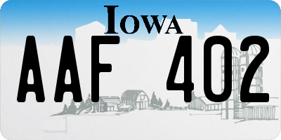 IA license plate AAF402