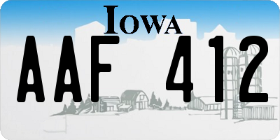 IA license plate AAF412