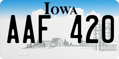 IA license plate AAF420